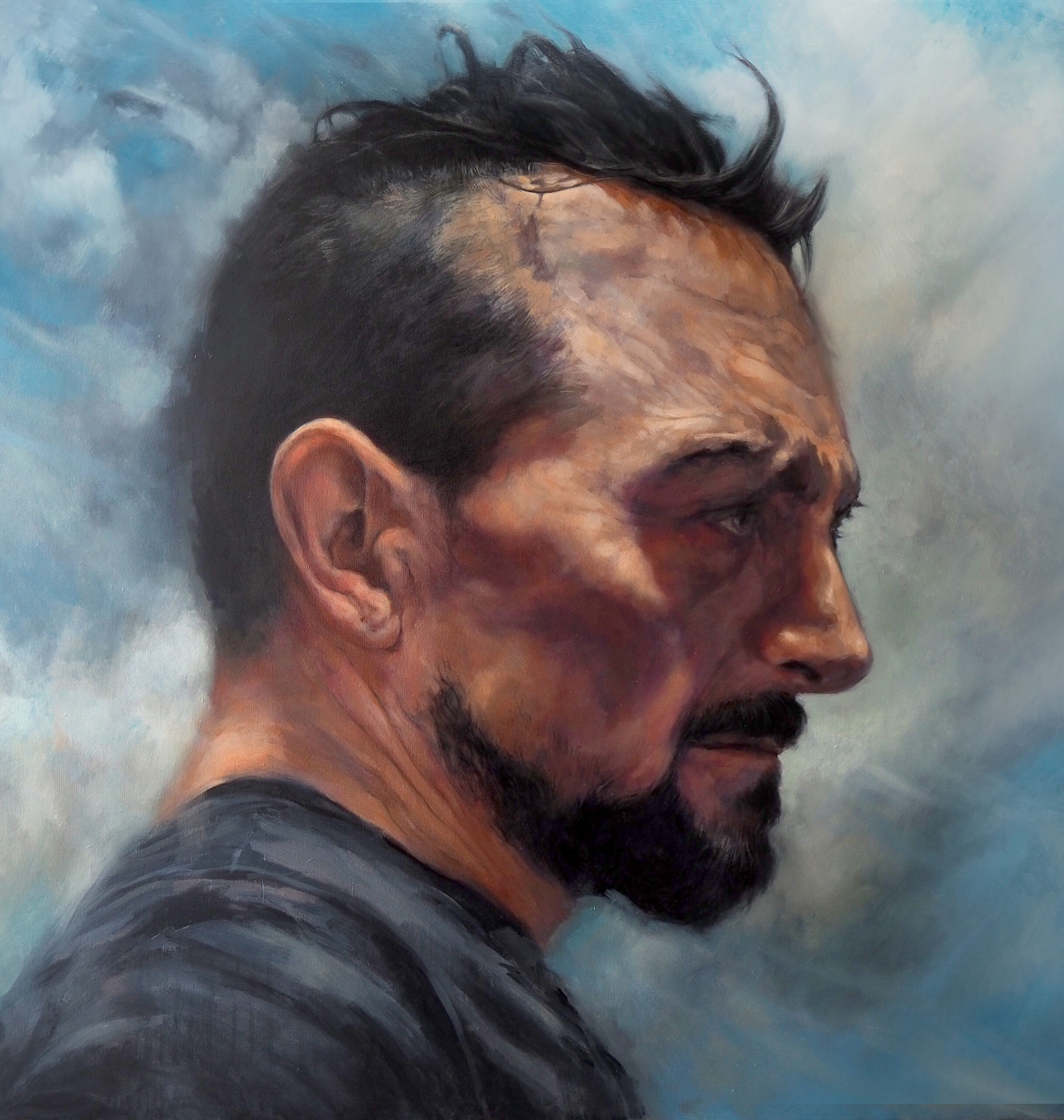 'Self Portrait', Oil on Canvas, 95cm x 90cm, 2020.